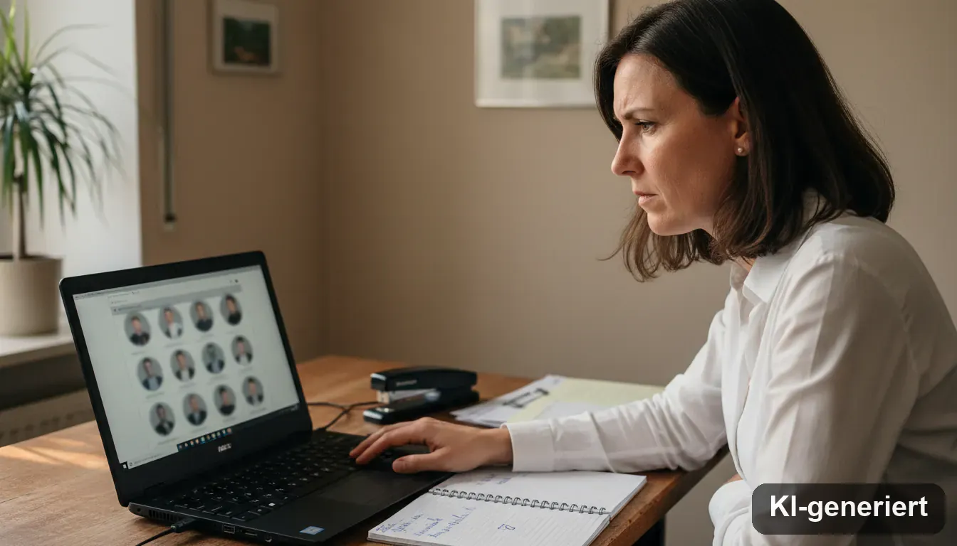 Unternehmer am Schreibtisch mit Laptop, Active-Sourcing-Recherche